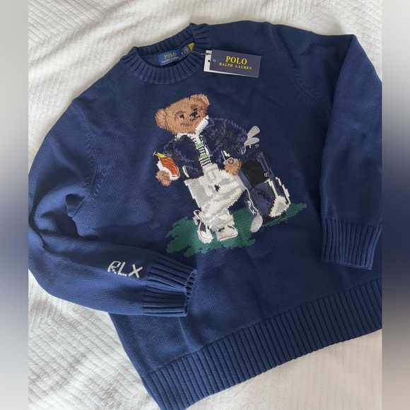 Polo by Ralph Lauren Men's Navy Sweater with Bear Motif